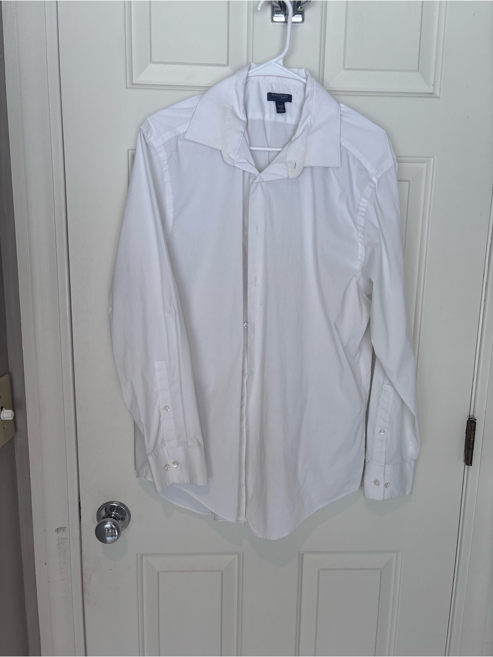 Madison Slim Fit White Dress Shirt Men's